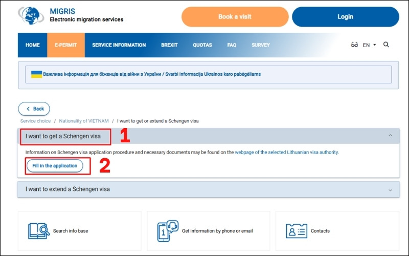 Điền đơn visa Lithuania